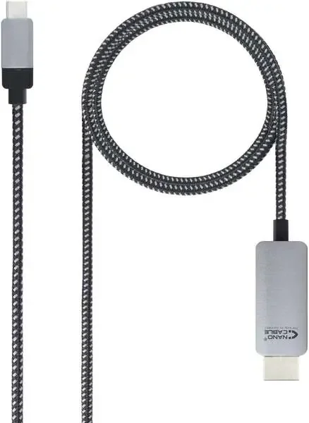 Nanocable Cable Conversor USB-C Macho a HDMI Macho 1.80m – Color Negro/Plata