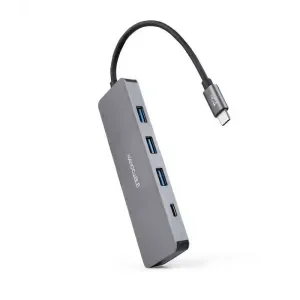NANOCABLE HUB USB-C/M A 3XUSB3.0/H + 1XUSB-C/H – 10CM – COLOR ALUMINIO