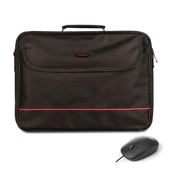 NGS Bureau kit Maletin para Portatil 16″ + Raton USB 800dpi – Acolchado Interior – 2 Compartimentos y Bolsillo Exterior – Color Negro