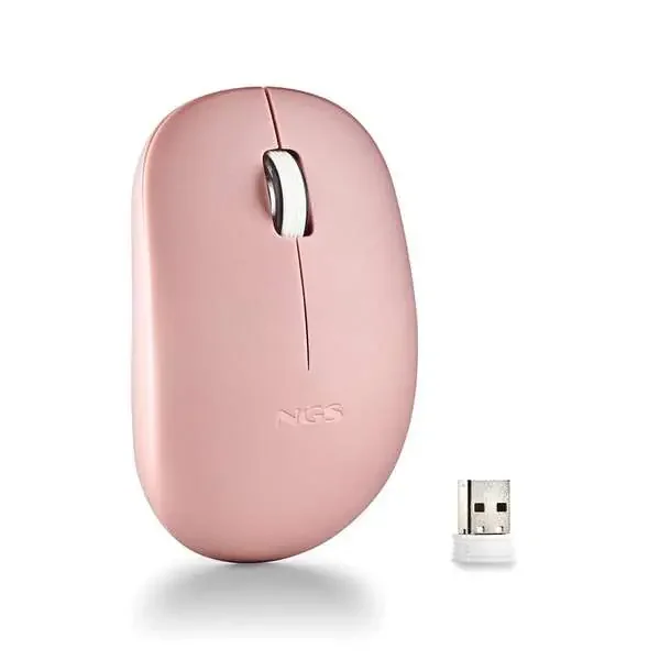NGS Raton Inalambrico con Teclas Silenciosas – 2 Botones – Ambidiestro – Color Rosa