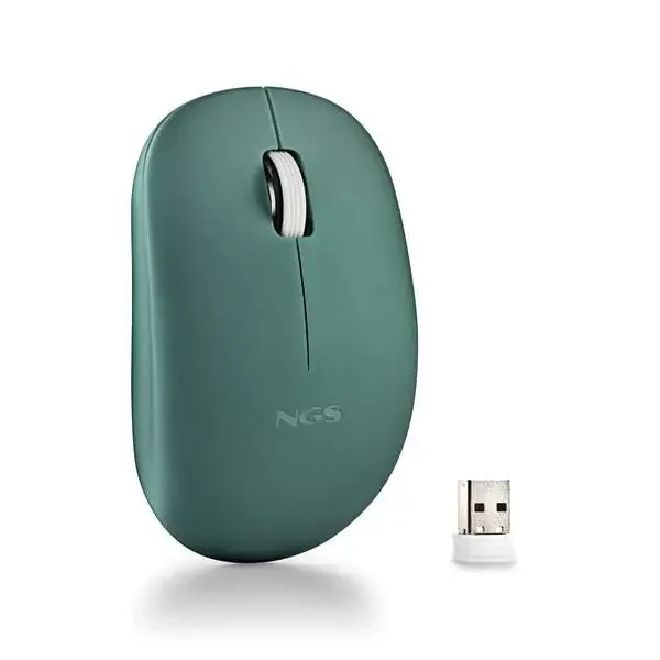 NGS Raton Inalambrico con Teclas Silenciosas – 2 Botones – Ambidiestro – Color Verde