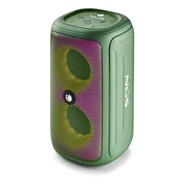 NGS Roller Beast Altavoz Bluetooth 32W TWS – Iluminacion RGB – Autonomia hasta 30h – Resistencia al Agua IPX5 – Correa de Transporte – Color Verde