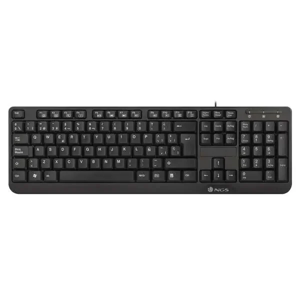 NGS Teclado con 12 Teclas Multimedia – Cable de 1.4m – QWERTY Portugues – Color Negro