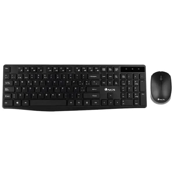 NGS Teclado y Raton Inalambricos de 2.4ghz – QWERTY Italiano – 12 Teclas Multimedia – 1200 dpi – Color Negro