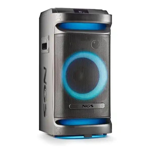 NGS Wild Space 1 Altavoz Portatil 900W Bluetooth 5.3 con Woofer 10″ – USB y AUX – Iluminacion LED – Autonomia hasta 6h – Incluye Ruedas y Troley – Color Negro