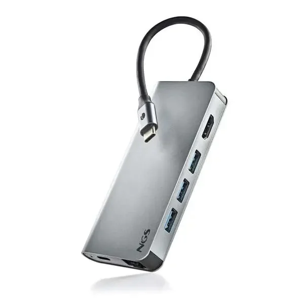 NGS Wonder Dock 8 en 1 Hub USB-C – 3x USB 3.0, 1x USB-C PD 60W, 1x HDMI, 1x RJ-45, Ranura SD 40 Mbps y Ranura TF 40 Mbps – Admite Resoluciones Maximas de 4K a 30 Hz