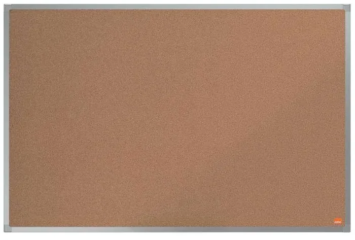 Nobo Essence Tablero de Anuncios de Corcho 900x600mm – Montaje en Esquinas – Superficie de Corcho – Marco de Aluminio Anodizado – Color Natural