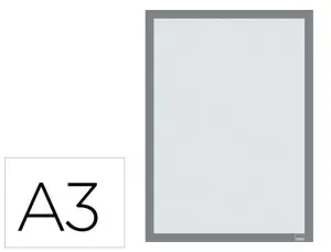 NOBO PACK DE 2 MARCOS AUTOADHESIVOS MAGNETICOS EN FORMATO A3 – COLOCACION EN VERTICAL U HORIZONTAL – MARCO DE COLOR PLATEADO