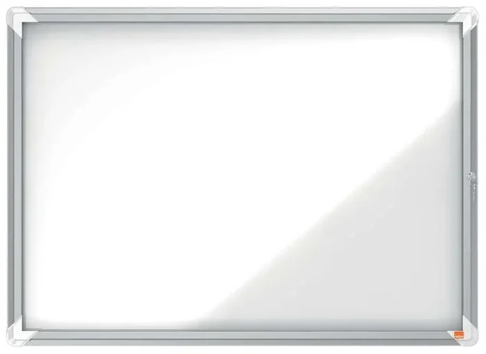 Nobo Vitrina Exteriores 8 Hojas A4 Superficie Blanca Magnetica – 692x972x45mm – Puerta Seguridad Cerradura Marco Aluminio – Resistente Intemperie – Color Blanco