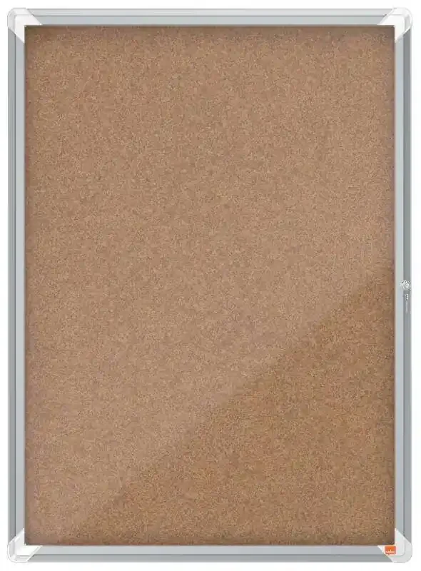 Nobo Vitrina para 9 Hojas A4 con Superficie de Corcho – 1000x752x37mm – Puerta de Cristal de Seguridad – Marco de Aluminio – Color Natural
