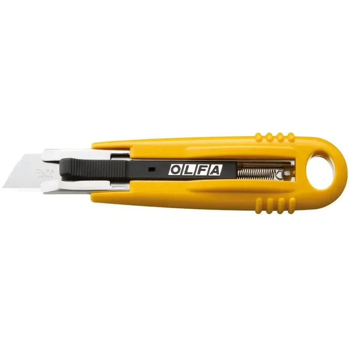 Olfa SK-4 Cuchilla de Seguridad Autoretractil Semiautomatica – Canal de Acero Inoxidable – Maxima Seguridad – Uso Ambidiestro