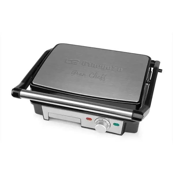 Orbegozo 4560 Grill Multifuncion – Cocina sin Aceite con Potencia de 2200W – Superficie Antiadherente – Placas Abatibles 180º – Termostato Regulable y Bandeja Recoge Salsas