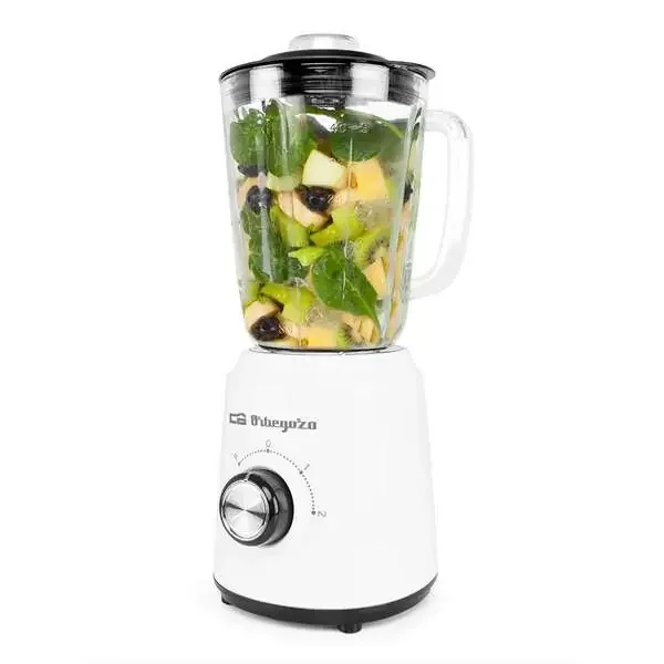 Orbegozo BV 5040 Batidora de Vaso Potente y Segura – 500W de Potencia – Vaso de Cristal de 1.5L – Cuchilla de Acero Inoxidable – 2 Velocidades + Pulse – Sistema de Seguridad