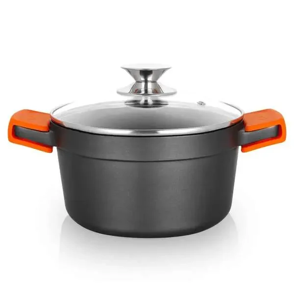 Orbegozo CDH 3020 – Cacerola de Aluminio Fundido Resistente – Versatilidad y Seguridad en la Cocina – Antiadherente y Apta para Todo Tipo de Fuegos – Tapa de Cristal Templado – 2.8L de Capacidad