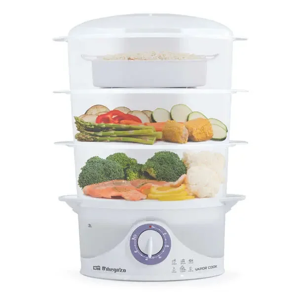 Orbegozo CO 4015 Vaporera Multifuncional – Cocina Saludable y Completa en un Solo Equipo – Temporizador de 60 Minutos – Capacidad de 9 Litros – Libre de Bisfenol a – Potencia de 800W