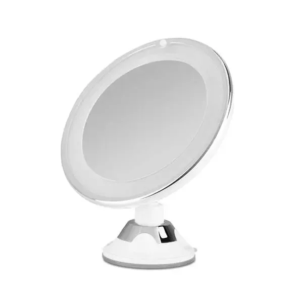 Orbegozo ESP 1010 Espejo Cosmetico con Luz LED – Aumento 10X – Ventosa Ajustable – Diametro 17cm – Luz Blanca para Corregir Imperfecciones – Funciona con 3 Pilas Aaa