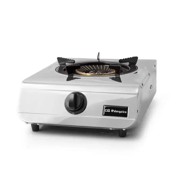 Orbegozo FO 1710 Hornillo a Gas Inoxidable – Quemador Triple Corona 4.3kW – Seguridad Termopar – Encendido Piezoelectrico – Compacto y Versatil