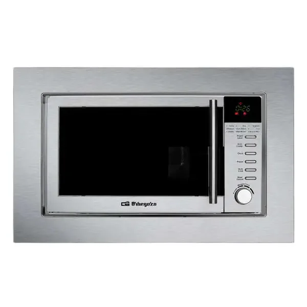 Orbegozo MIG 2025 Microondas Encastrable Profesional Potencia de 800W – Grill de 1000W – Capacidad de 20L Temporizador Digital – 8 Niveles de Potencia – Programa de Descongelacion Acabado Inox