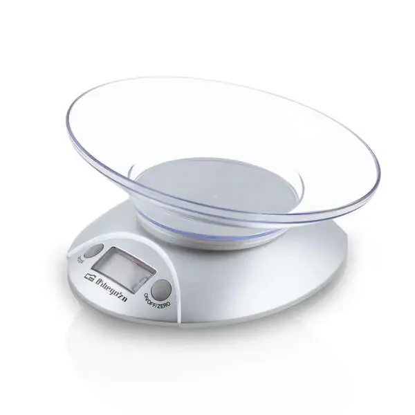Orbegozo PC 1009 Bascula de Cocina Electronica – Display LCD – BOL Transparente – Capacidad 3Kg – Precision 1g – Unidades Gr/Kg/Oz/Lb – Bateria Incluida