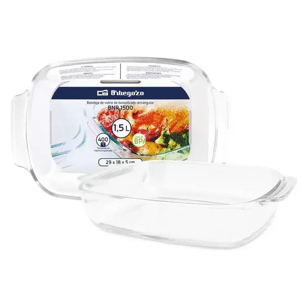 Orbegozo Serie BNR Bandejas de Vidrio – 3.7L – Versatilidad y Resistencia en tu Cocina – Servir y Almacenar Apto para Horno – Microondas y Lavavajillas