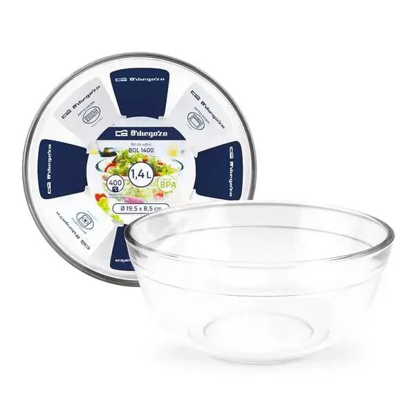 Orbegozo Serie BOL Juego de Boles de Vidrio Ultrarresistentes – Versatiles y Duraderos – Capacidad de 1.4 / 2.3 / 3.5L – Apto para Horno – Microondas y Lavavajillas – Libre de BPA (4 uds)
