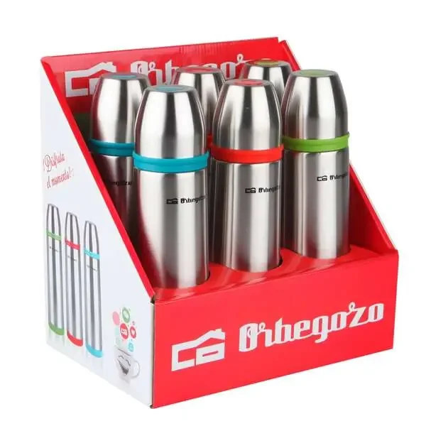 Orbegozo Set Termos Identificador de Bebidas – Acero Inoxidable Resistente – Bandas de Colores – Sistema Antiderrame – Conserva Temperatura por Horas – Capacidad 500ml