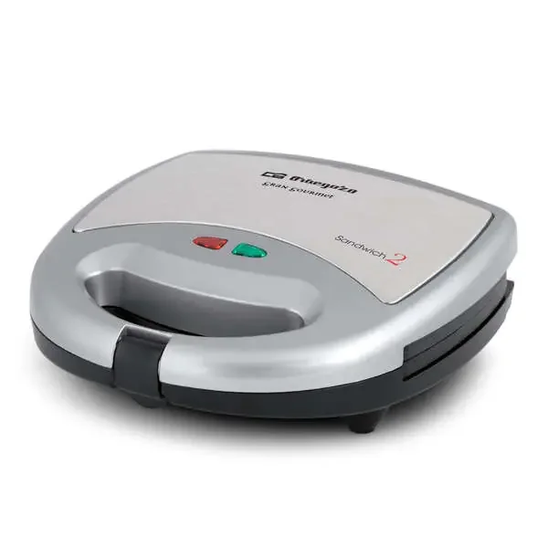 Orbegozo SW 6000 Sandwichera Compacta – para 2 Sandwiches – Revestimiento Antiadherente – Control de Temperatura – Potencia 800W – Diseño Compacto y Facil Almacenamiento