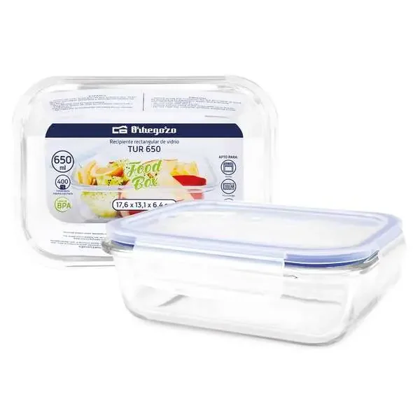 Orbegozo TUR Serie – Recipientes de Vidrio Ultrarresistentes Conserva – Cocina y Congela tus Alimentos con Facilidad Capacidad de 0.65L a 2L Apto para Horno – Microondas y Lavavajillas