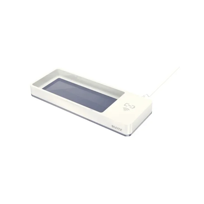 Organizador de sobremesa leitz wow dual con carga inductiva qi color blanco/gris 266x28x101 mm