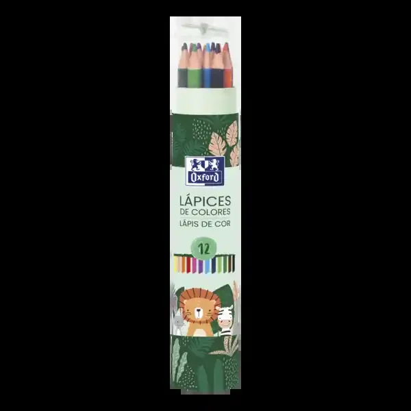 Oxford Animal Besties Tubo Lapices de Madera – 12 Colores – Incluye Sacapuntas – Ideal para Amantes de los Animales (12 uds)
