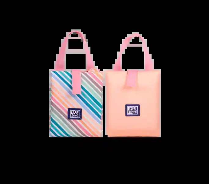 Oxford Porta Alimentos Reutilizable con Asa Colorblock – Poliester Reciclado RPET – Libre de Bpa – Conveniente y Ecologico (4 uds)