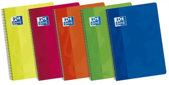 Oxford School Classic Fº Cuaderno Espiral Tapa Blanda 4×4 – 80 Hojas – Colores Vivos – Margen 4×4 – Ideal para Estudiantes (5 uds)