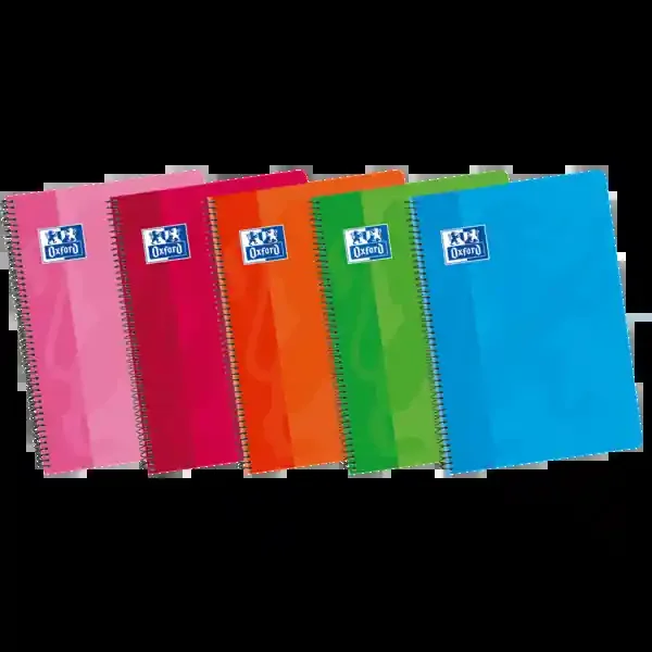 Oxford School Classic Fº Cuaderno Espiral Tapa Blanda – 80 Hojas – Tamaño Fº – Colores Surtidos (5 uds)