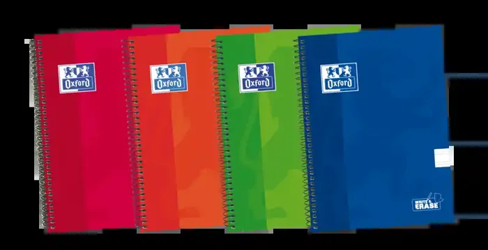 Oxford School Classic Write&Erase 4º Cuaderno Espiral – Tapa Extradura Resistente – Pauta de 2.5mm con Margen – 80 Hojas – Colores Surtidos (5 uds)