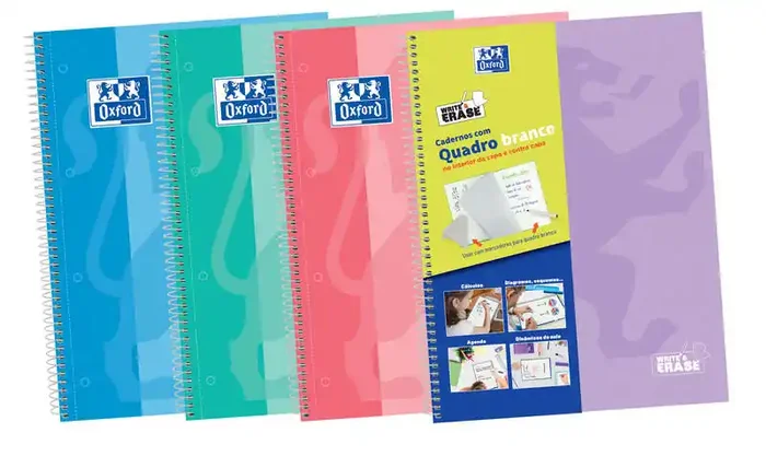 Oxford School Classic Write&Erase A4+ Europeanbook – Tapa Extradura – 1 Linea 2M – 100 Hojas – Colores Surtidos (5 uds)