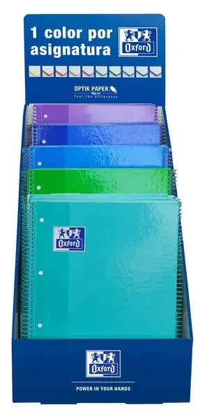 Oxford School Expositor Sobremesa Colores Frios A4+ – Tapa Extradura – Cuaderno Espiral Microperforado – Europeanbook 1 5×5 – 80 Hojas – Colores Surtidos