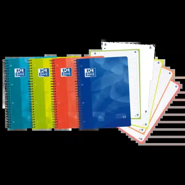 Oxford School Lagoon W&E A4+ Europeanbook – Tapa de Plastico – 80 Hojas – Separador Extraible – Write&Erase (5 uds)