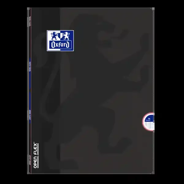Oxford School Openflex A4 Libreta Grapada – Tapa de Plastico Resistente – 1 Linea con 2 Margenes – 48 Hojas de Alta Calidad – Color Negro (10 uds)