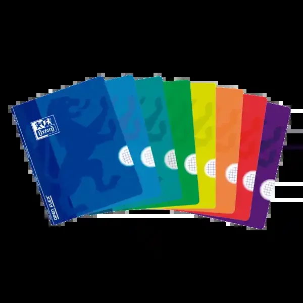 Oxford School Openflex A4 Libreta Grapada – Tapa de Plastico Resistente – 48 Hojas con Cuadricula 5×5 – 2 Margenes – Colores Surtidos (10 uds)
