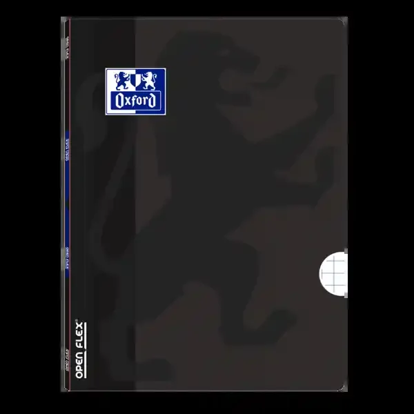 Oxford School Openflex A4 Libreta Grapada – Tapa de Plastico Resistente – Cuadricula 5×5 con 2 Margenes – 48 Hojas de Alta Calidad – Color Negro (10 uds)