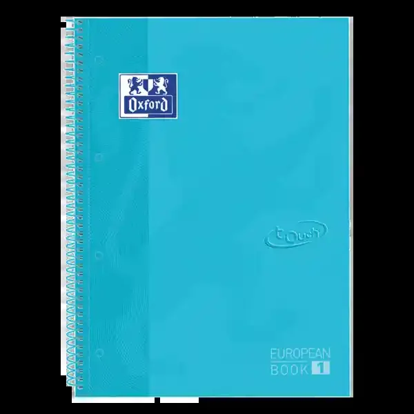 Oxford School Touch Europeanbook 1 A4+ Tapa Extradura – Cuaderno de Alta Calidad – Tamaño A4+ – Tapa Resistente – 80 Hojas Cuadriculadas 5×5 – Color Azul Pastel (5 uds)