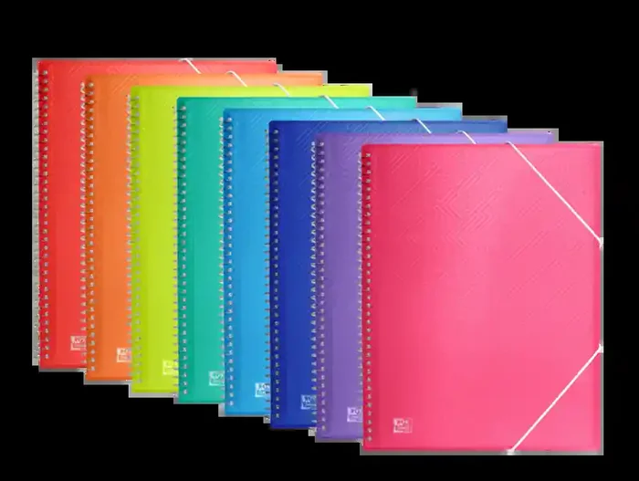 Oxford Urban A4 Carpeta de Fundas – Tapa de Plastico Translucido – Espiral 20 Fundas – Colores Surtidos (10 uds)