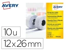 Pack 10 rollos etiquetas 26×12 para pistola etiquetadora precios Avery