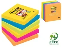Pack 6 tacos de notas adhesivas Post-it Río de Janeiro, super sticky 76×76 mm
