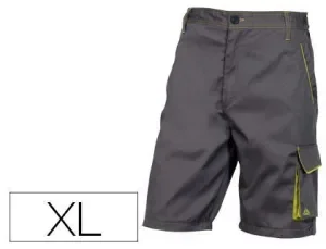 PANTALON DE TRABAJO DELTAPLUS BERMUDA CINTURA AJUSTABLE 5 BOLSILLOS COLOR GRIS VERDE TALLA XL