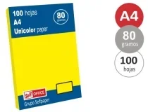 Papel Color Liderpapel A4 80gr Limon Paquete De 100 Hojas 28249 , Amarillo