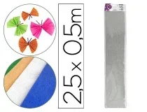 Papel Crespon Liderpapel 50 Cm X 2.5m Metalizado Plata 35745