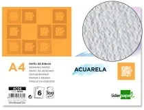 Papel Dibujo Liderpapel 210x297mm 300g M2 Acuarela Pack De 6 Hojas 48182