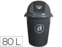 Papelera Contenedor Qconnect Plastico Con Tapadera 80l Color Gris 450×760 Mm Kf04237