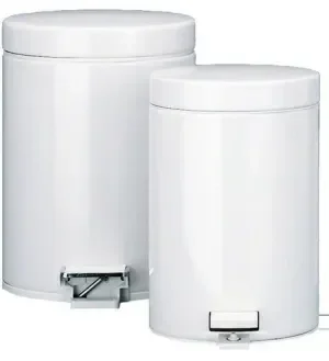 PAPELERA METALICA BLANCA CON TAPA PEDAL 12 LITROS